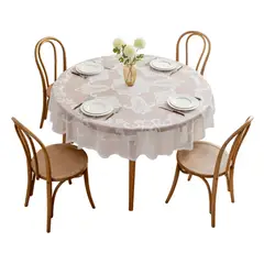 OKAY - Mantel Redondo Hogar Visillo Encajes 180x180cm Color Blanco