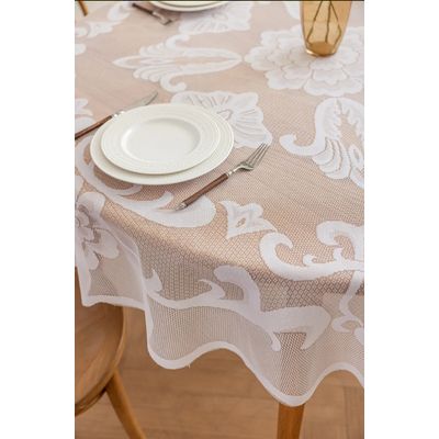Imagen 2 del producto Mantel Redondo Hogar Visillo Encajes 180x180cm Color Blanco