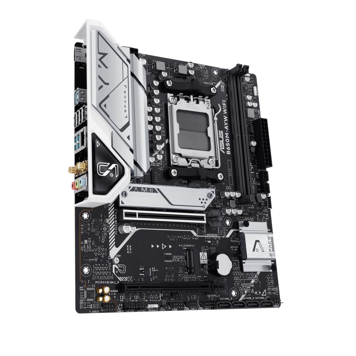 ASUS - Placa Madre ASUS B650M-AYW WiFi, Socket AM5, 2x DDR5, 2x NVMe, Wi-Fi 6, 2.5 GbE, Micro-ATX