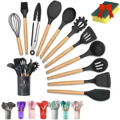 GENERICO - 12 Piezas De Palas Y Espátulas Utensilios Okaeri Reposterías - Negro