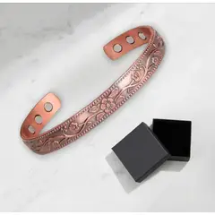 GENERICO - Pulsera Brazalete Cobre Magnetica Flores Ajustable Imanes