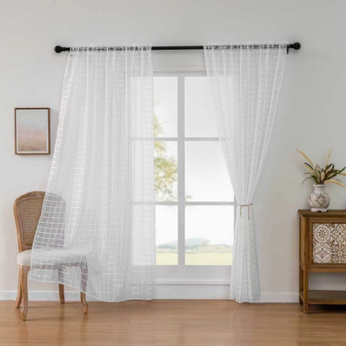 OKAY - Cortina Velo Cuadrille 140x220cm 2paño Blanco