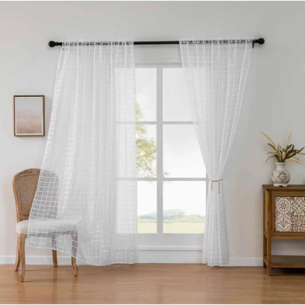 OKAY - Cortina Velo Cuadrille 140x220cm 2paño Blanco