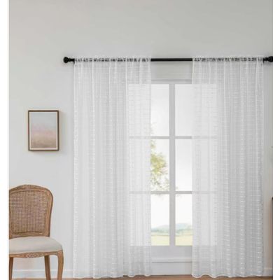 Imagen 2 del producto Cortina Velo Cuadrille 140x220cm 2paño Blanco