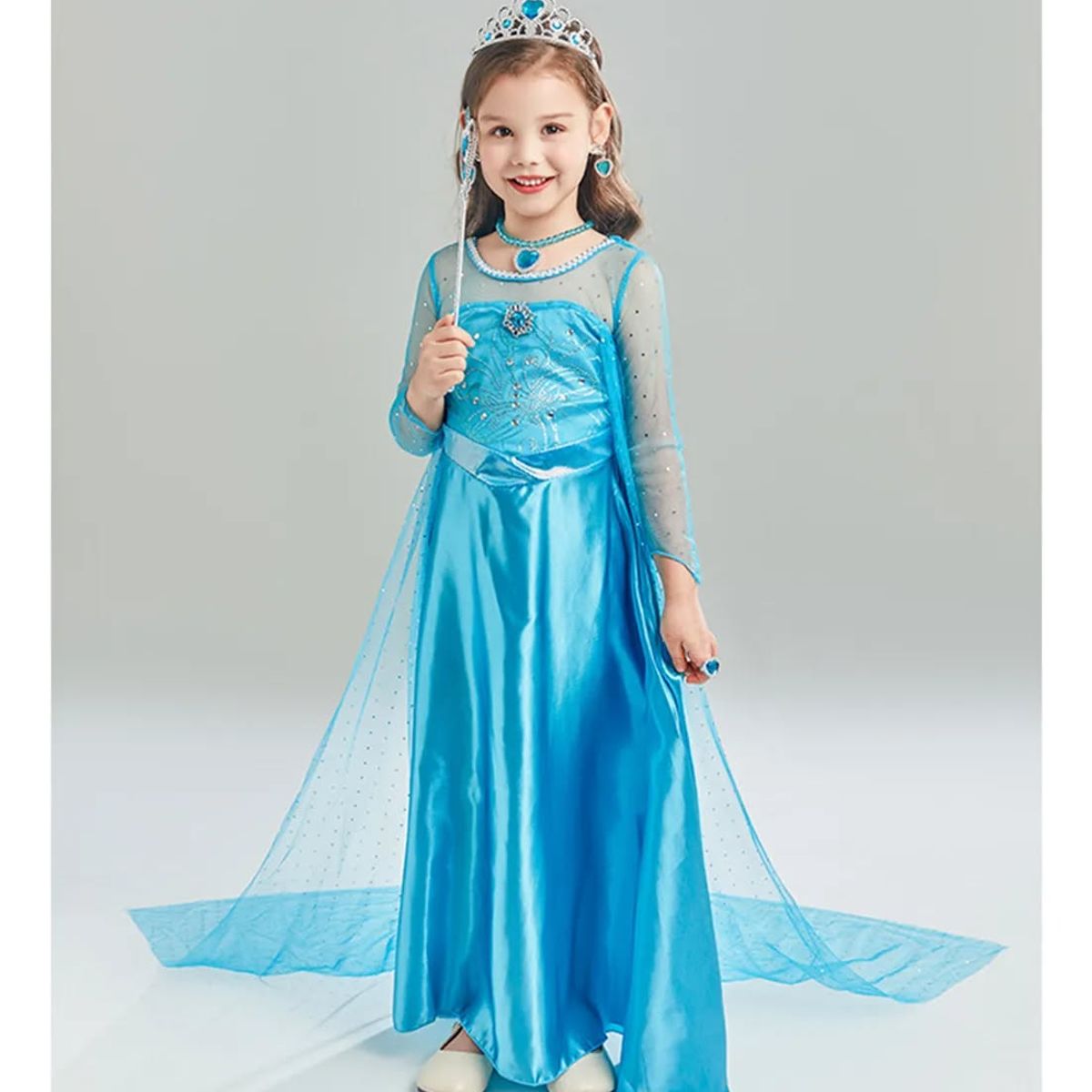 GENERICO - Set disfraz princesa y accesorios para bebe niña 5 a 6 años