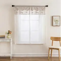 OKAY - Cortina De Cocina Tela Lino 2 Paños 60x150cm