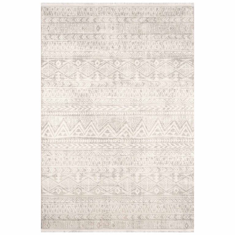 Alfombra Turca Vaivien Rectangular Poliester Beige con Blanco 200 x 290 cm