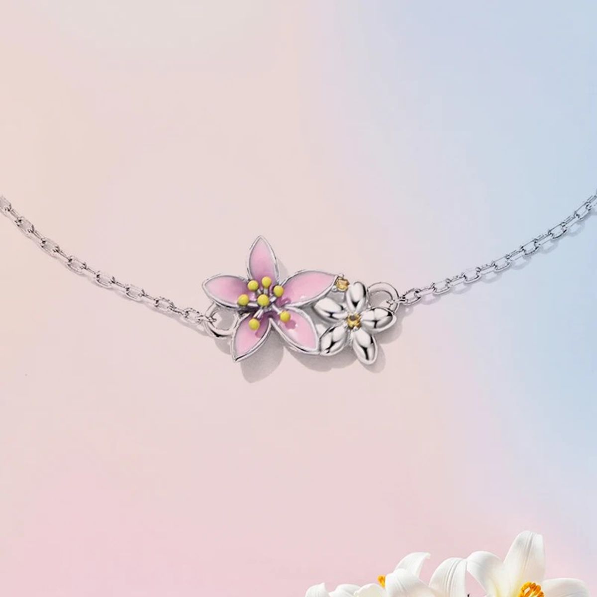 LK LUKSO - Pulsera Flor De Cerezo Sakura en Plata 925