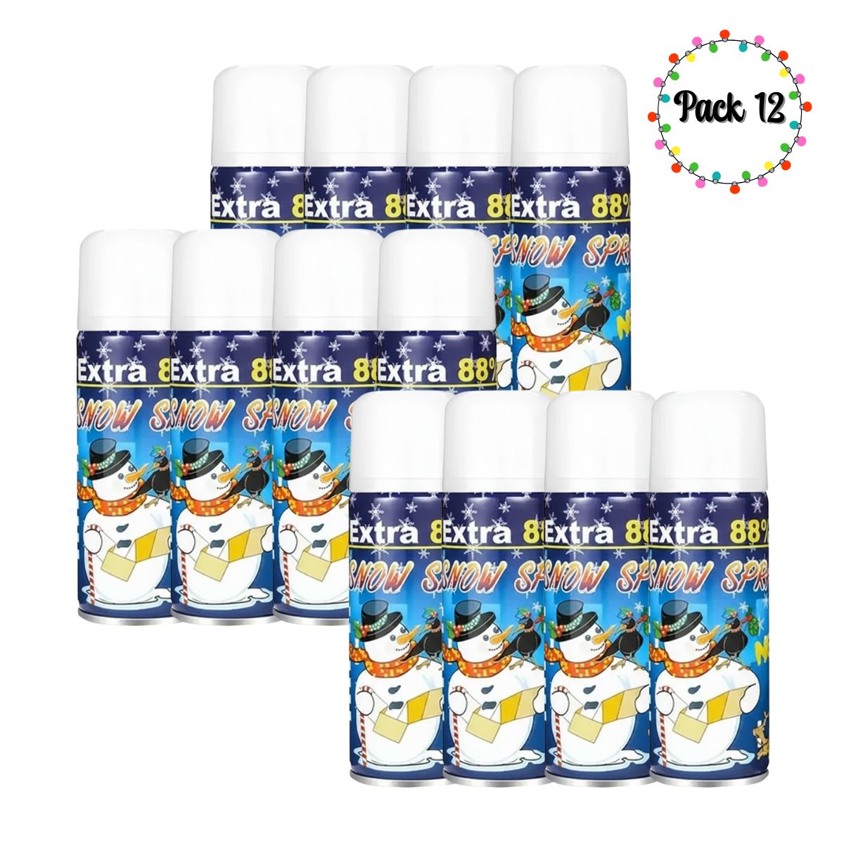 EKOL TACTICA MILITAR - 12 Nieves Spray Nieve Artificial Cotillón Navidad Fiestas