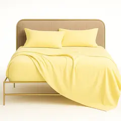 ARMONIA - Juego Sábanas 800 Hilos Amarillo Liso 25 Plazas