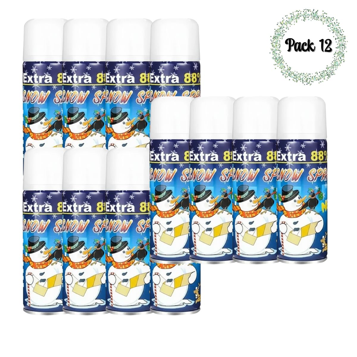 EKOL TACTICA MILITAR - 12 Nieves Spray Nieve Artificial Cotillón Navidad Fiestas