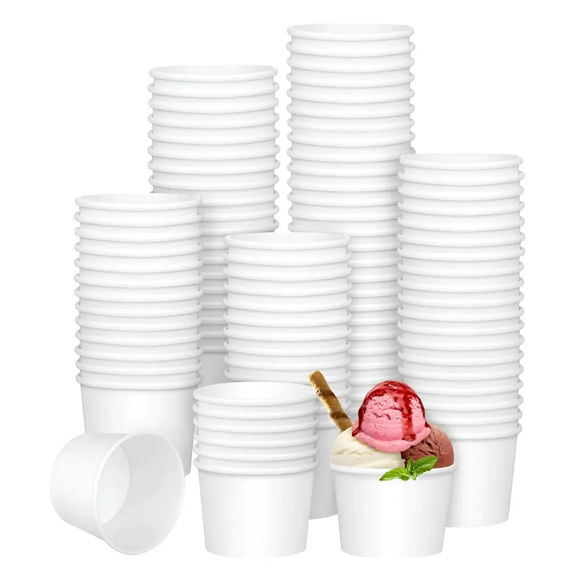 PASTELERIUSCL - 200 Vaso Polipapel Helado Vasos Desechables Pote Helado 4oz Blanco / Pote Helados 4oz Polipapel Pote