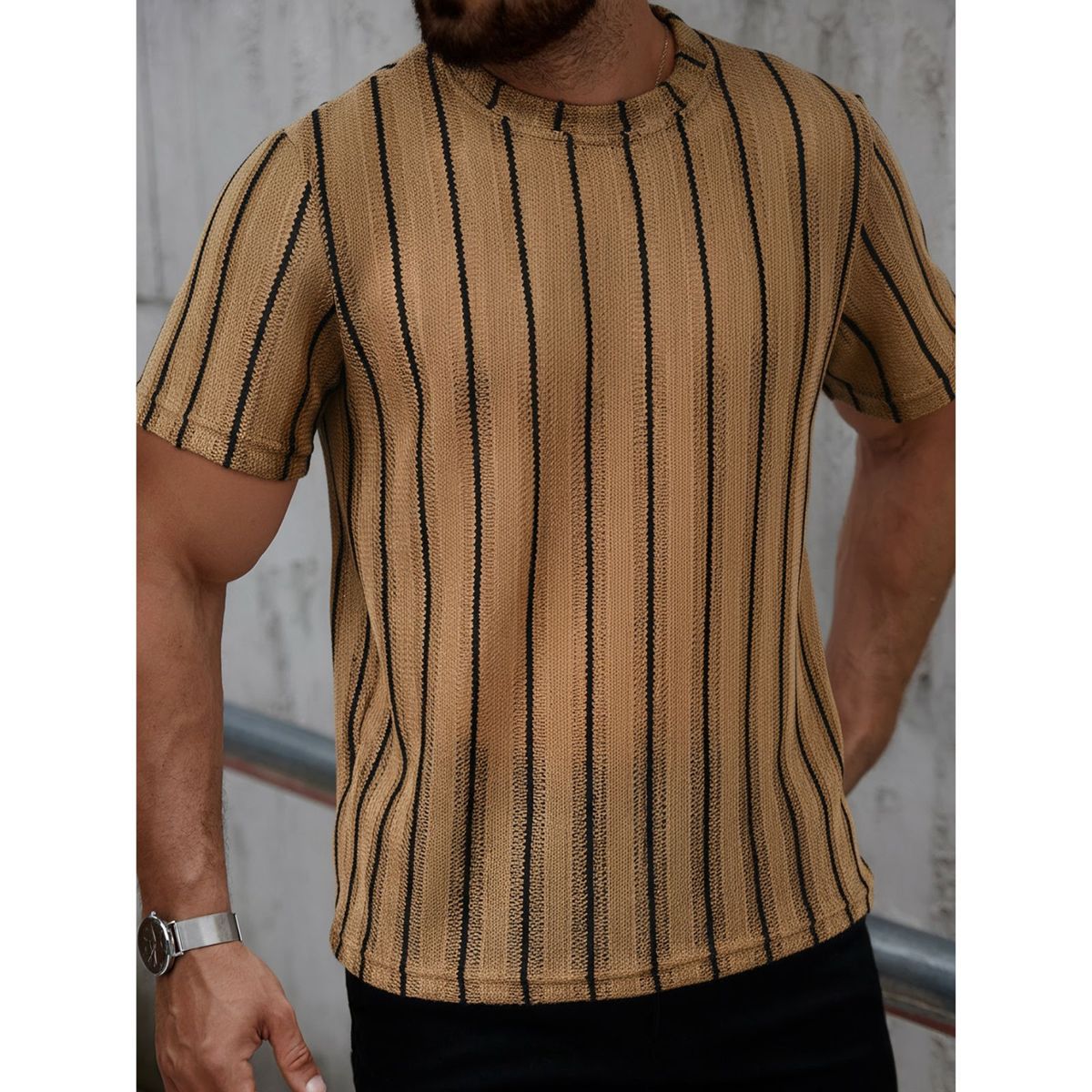 LIKE SHOP - Polera Hombre De Punto Tejida Manga Corta Hilo Moda 0283