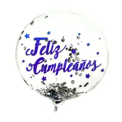 GENERICO - GLOBO BURBUJA CONFETTI FC AZUL X1 UNI
