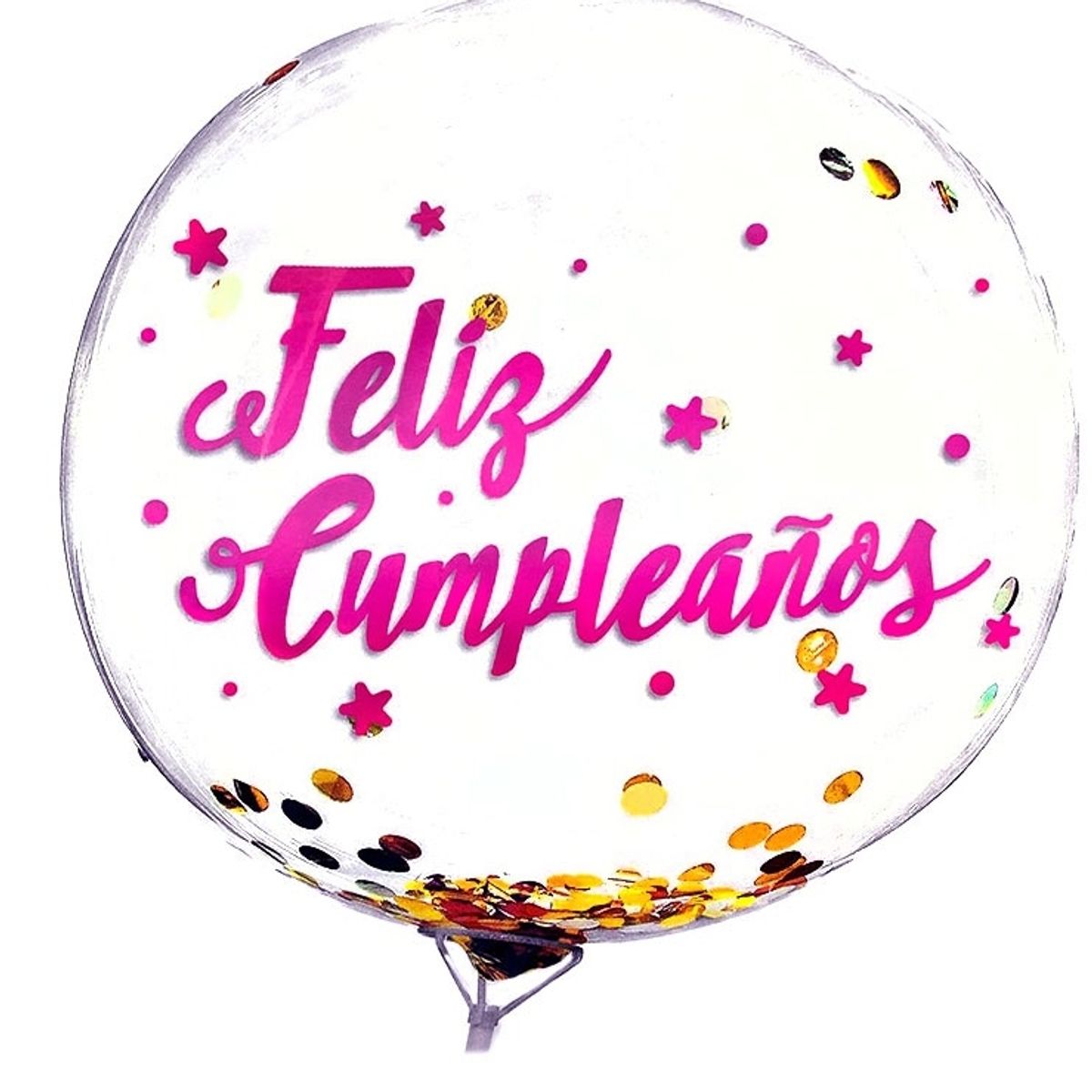 GENERICO - GLOBO BURBUJA CONFETTI FC FUCSIA X1 UNI
