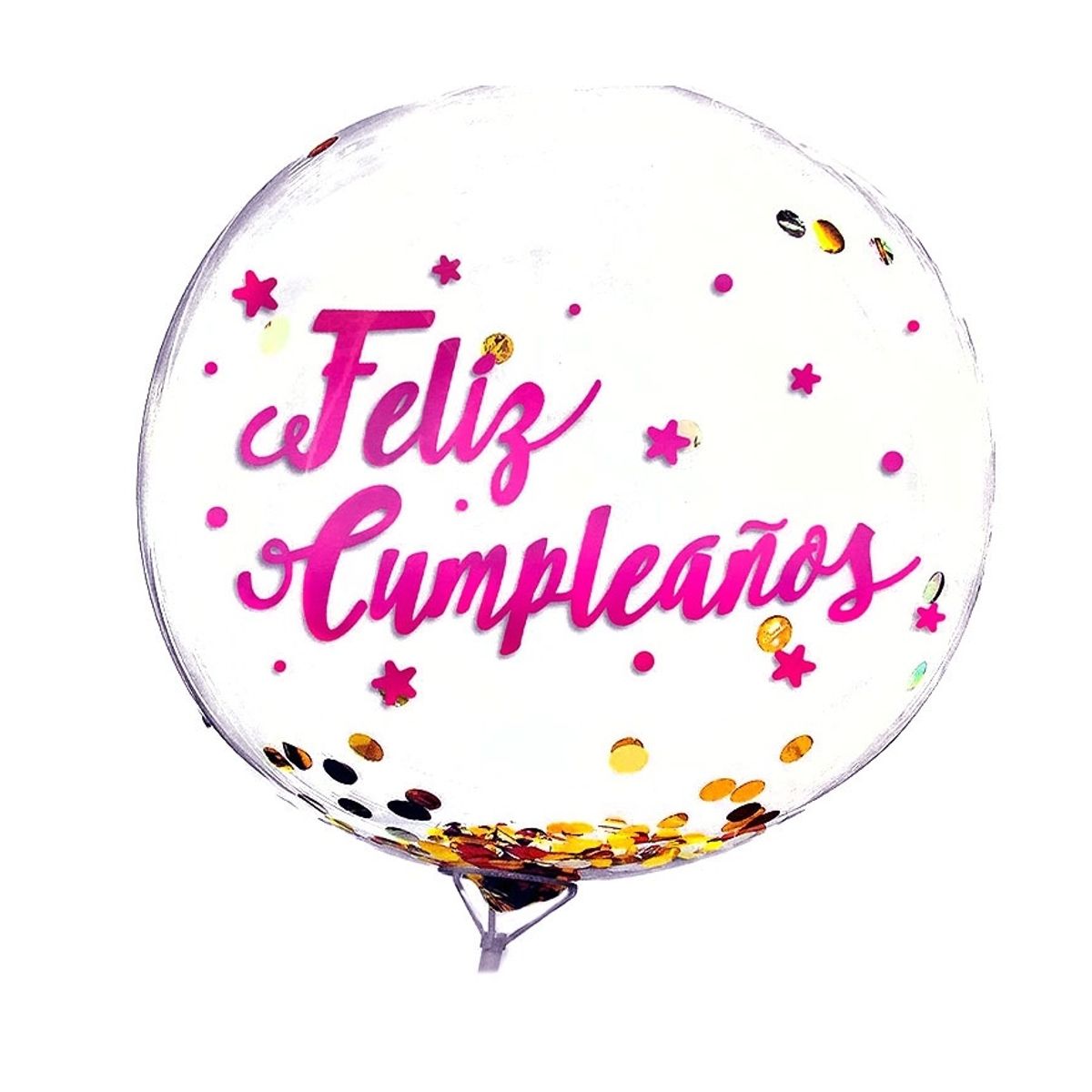 GENERICO - GLOBO BURBUJA CONFETTI FC FUCSIA X1 UNI
