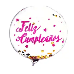 GENERICO - GLOBO BURBUJA CONFETTI FC FUCSIA X1 UNI