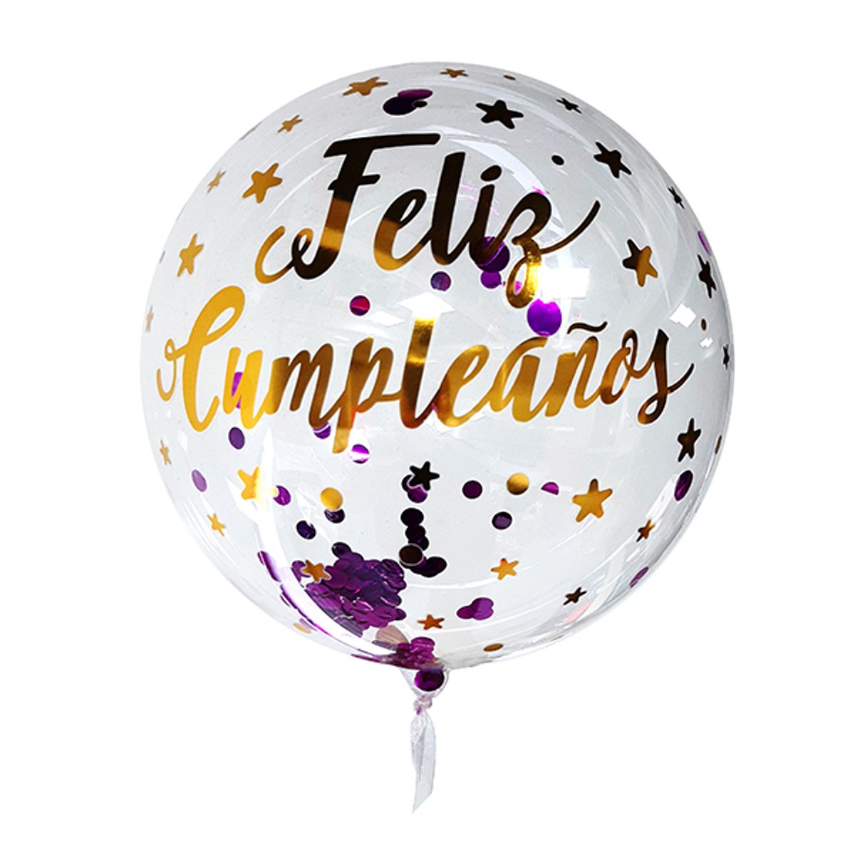 GENERICO - GLOBO BURBUJA CONFETTI FC DORADOFUCSIA X1 UNI