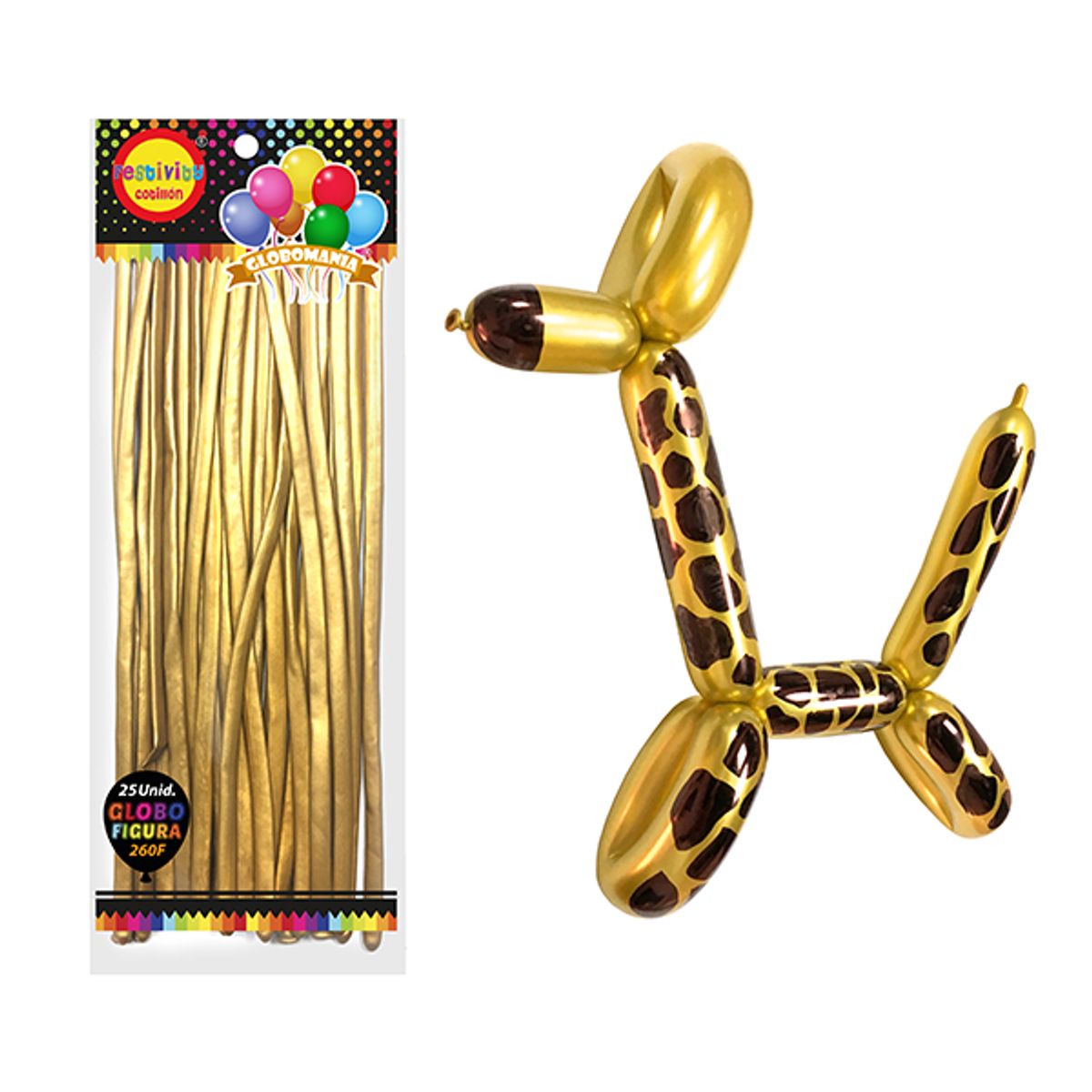 GENERICO - GLOBO FIGURA CHROME DORADO X25 UNI