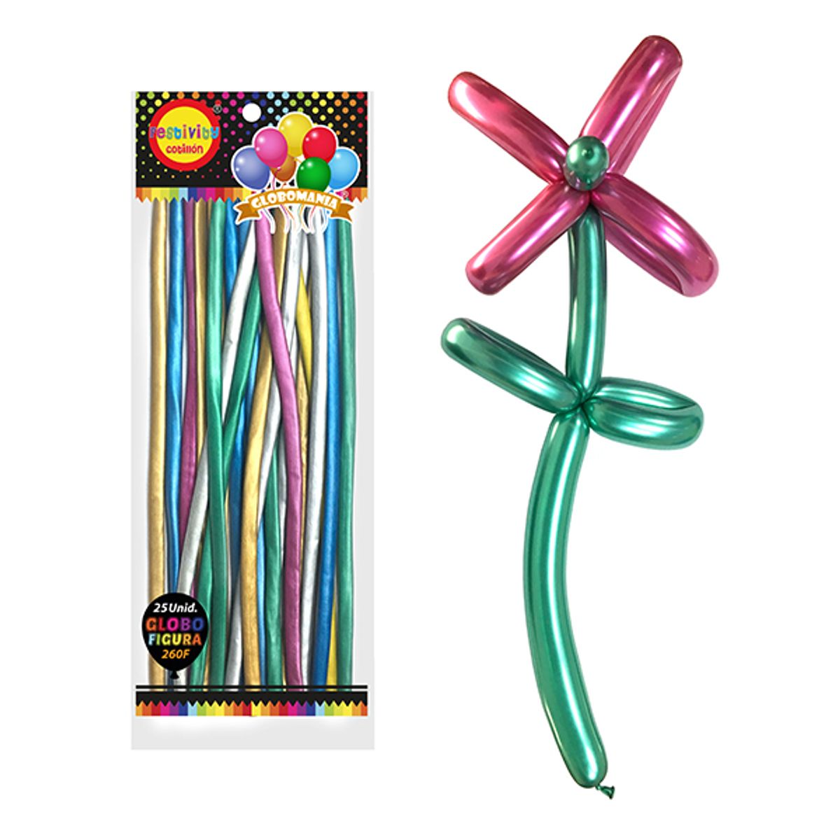 GENERICO - GLOBO FIGURA CHROME SURTIDO X25 UNI