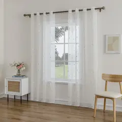 OKAY - Visillo Hecha Lino Estampado 2 Paños 140*220 Cm