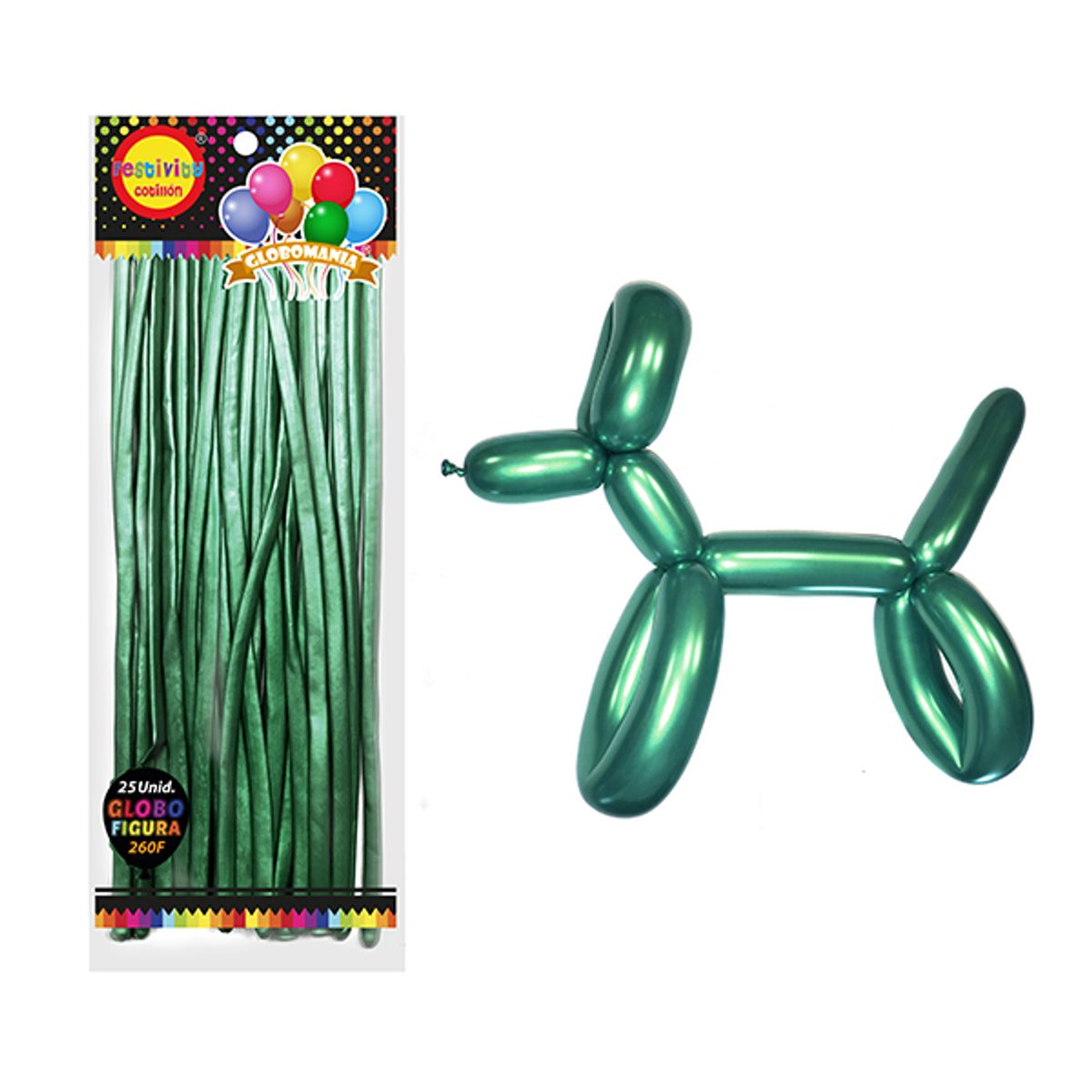 GENERICO - GLOBO FIGURA CHROME VERDE X25 UNI