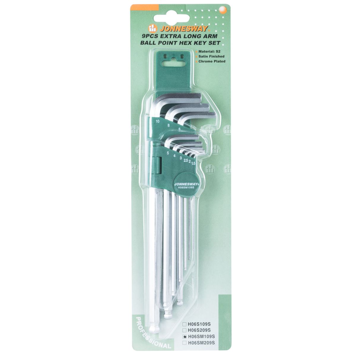 JONNESWAY - Juego de llaves hexagonales punta bola 9 pcs h06sm