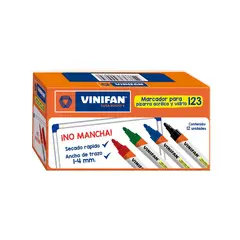 GENERICO - Plumón Marcador de Pizarra S123 Vinifan - Caja 12 uds - Negro - Tamano Unico