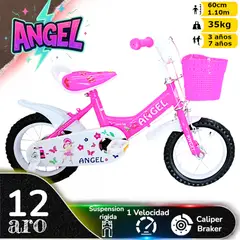GENERICO - Bicicleta Aro 12 Infantil Rosado Angel