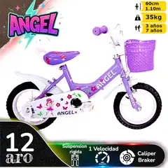 GENERICO - Bicicleta Aro 12 Infantil Lila Angel