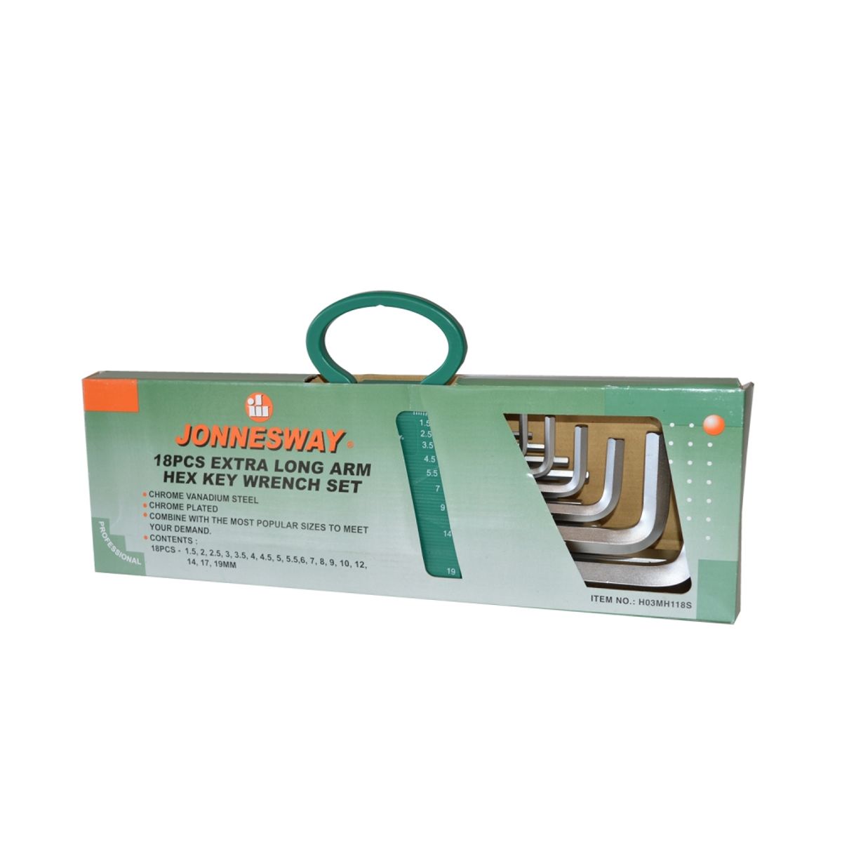 JONNESWAY - Juego de llaves hexagonales punta plana 18 pcs h03