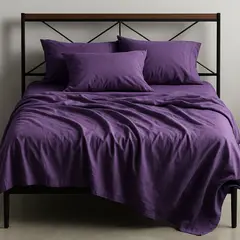 ARMONIA - Set Sábanas 800 Hilos Morado Liso Suave 25 Plazas