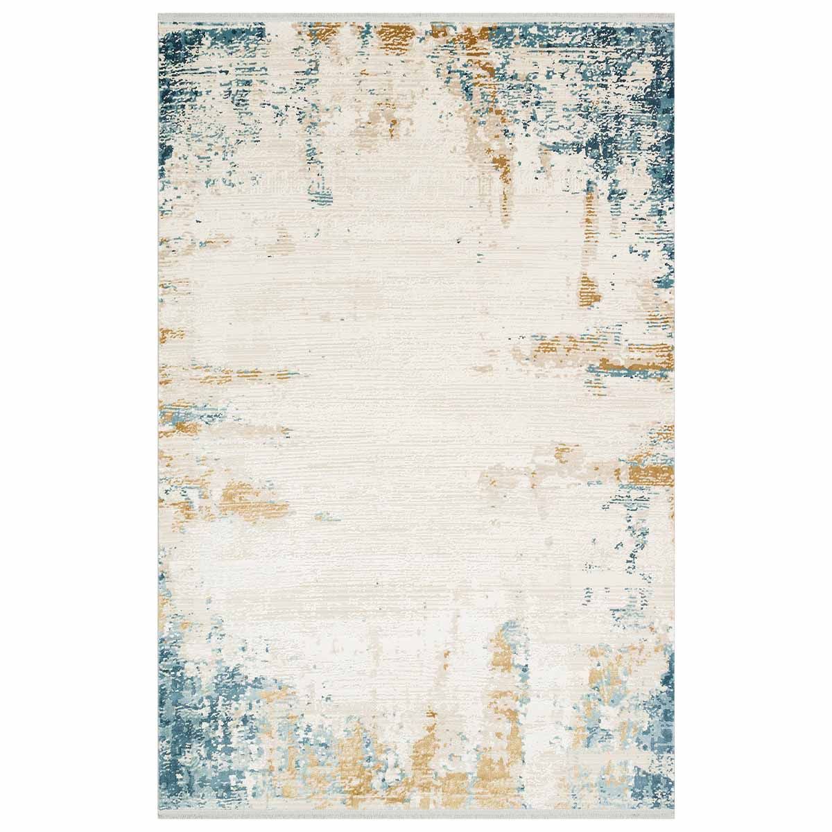 BROOKMAN - Alfombra Turca Perre015 Rectangular Poliéster Crema y Azul 160 x 230 cm