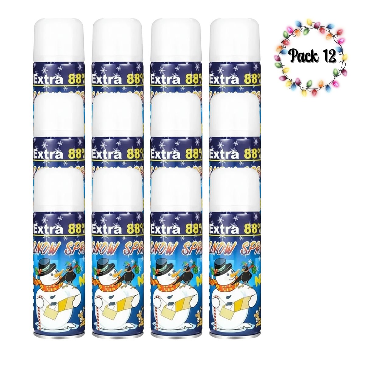 EKOL TACTICA MILITAR - 12 Nieves Spray Nieve Artificial Cotillón Navidad Fiestas