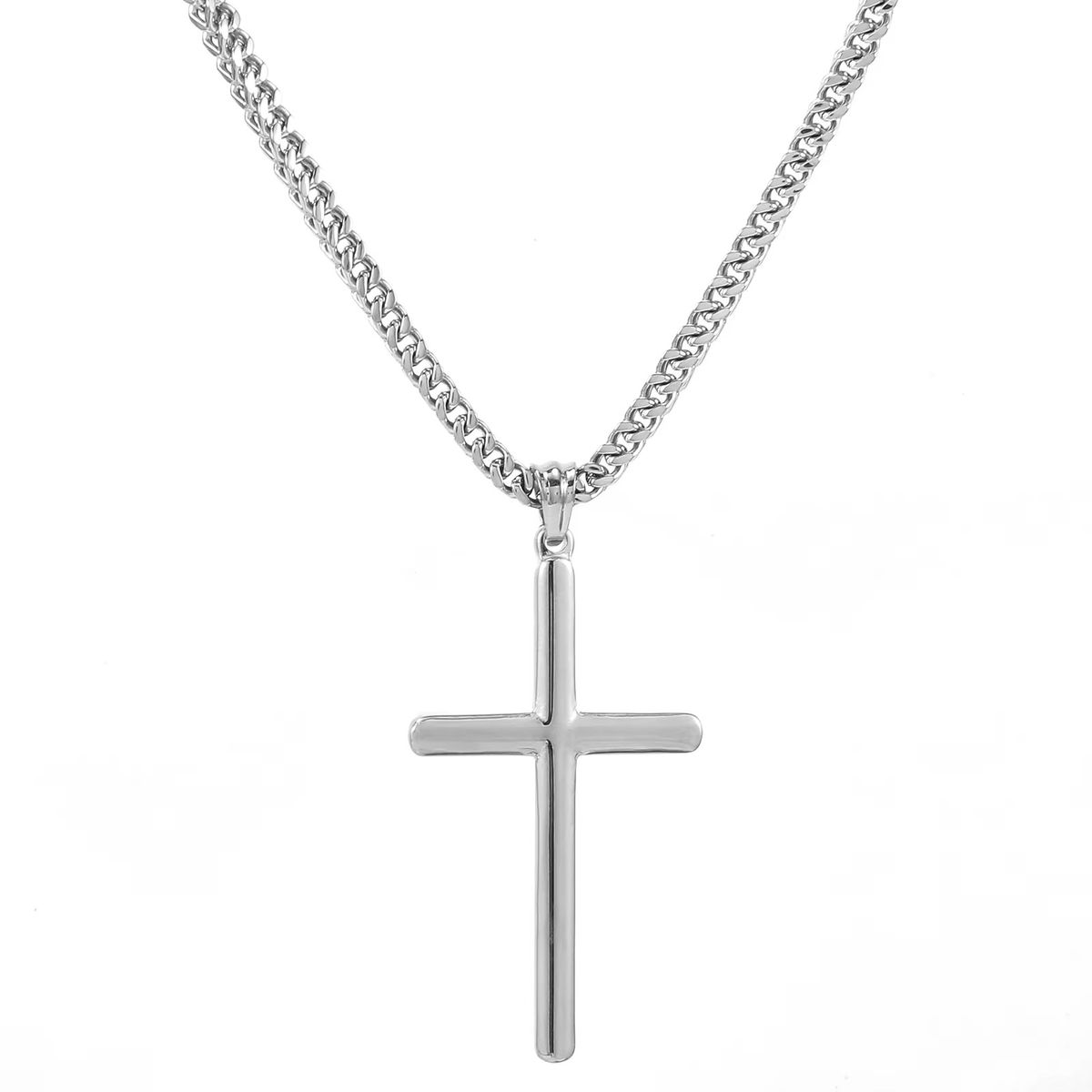 LUXURYJOYAS - Collar Luxuryjoyascl Cruz Cadena Gruesa Oro 18k Baño 63 Cm