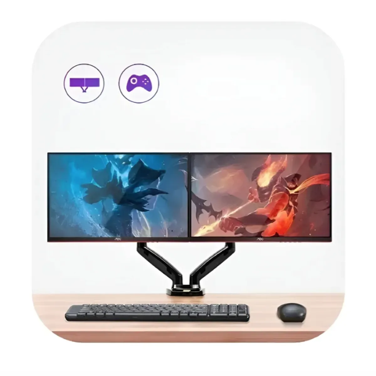 NB NORTH BAYOU - Soporte Doble Monitor Nb 17 A 27 Pulg Articulado Giratorio Negro Negro