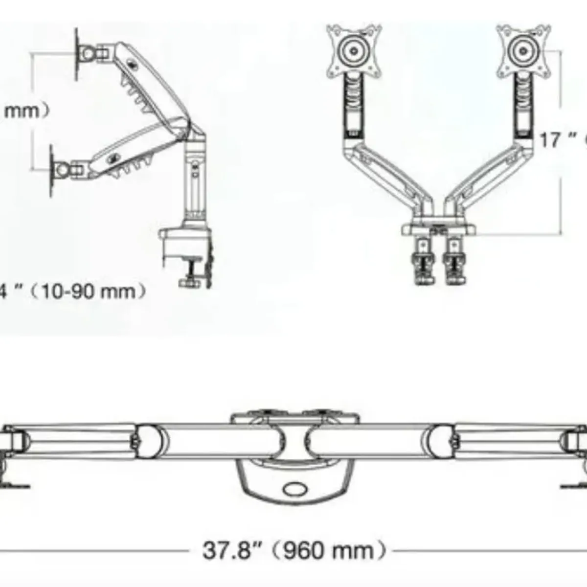 NB NORTH BAYOU - Soporte Doble Monitor Nb 17 A 27 Pulg Articulado Giratorio Negro Negro