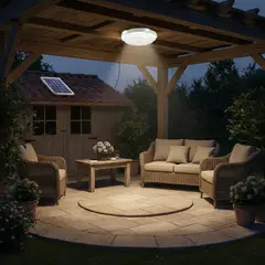 GENERICO - Lampara Plafon Redonda Solar 200w Para Techo Con Sensor Blanco