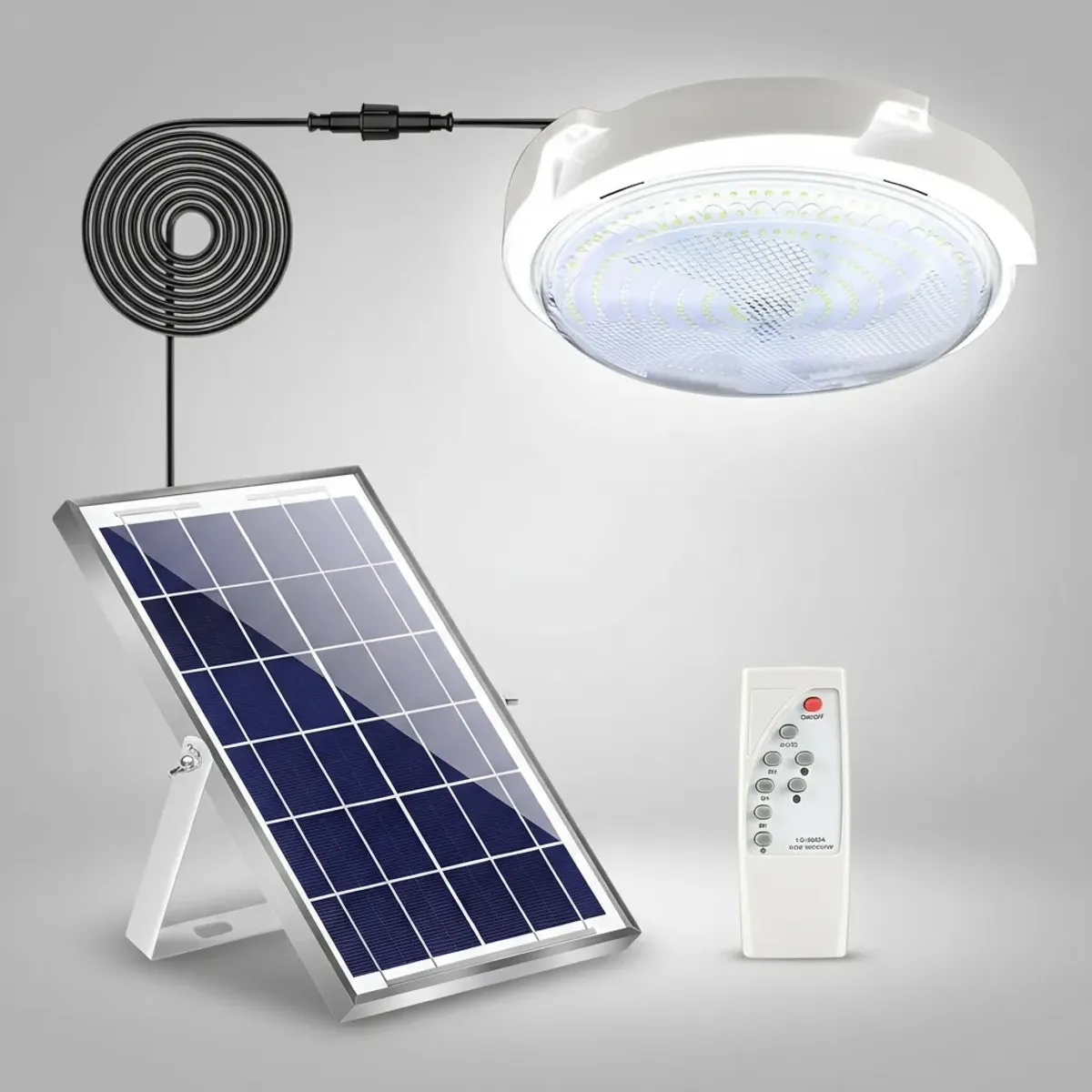 GENERICO - Lampara Plafon Redonda Solar 200w Para Techo Con Sensor Blanco