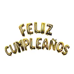GENERICO - GLOBO METALICO 16 FELIZ CUMPLEAOS DORADO X1 UNI