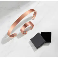 GENERICO - Pulsera + Anillo Liso Cobre Magnetica Ajustable Imanes Artritis