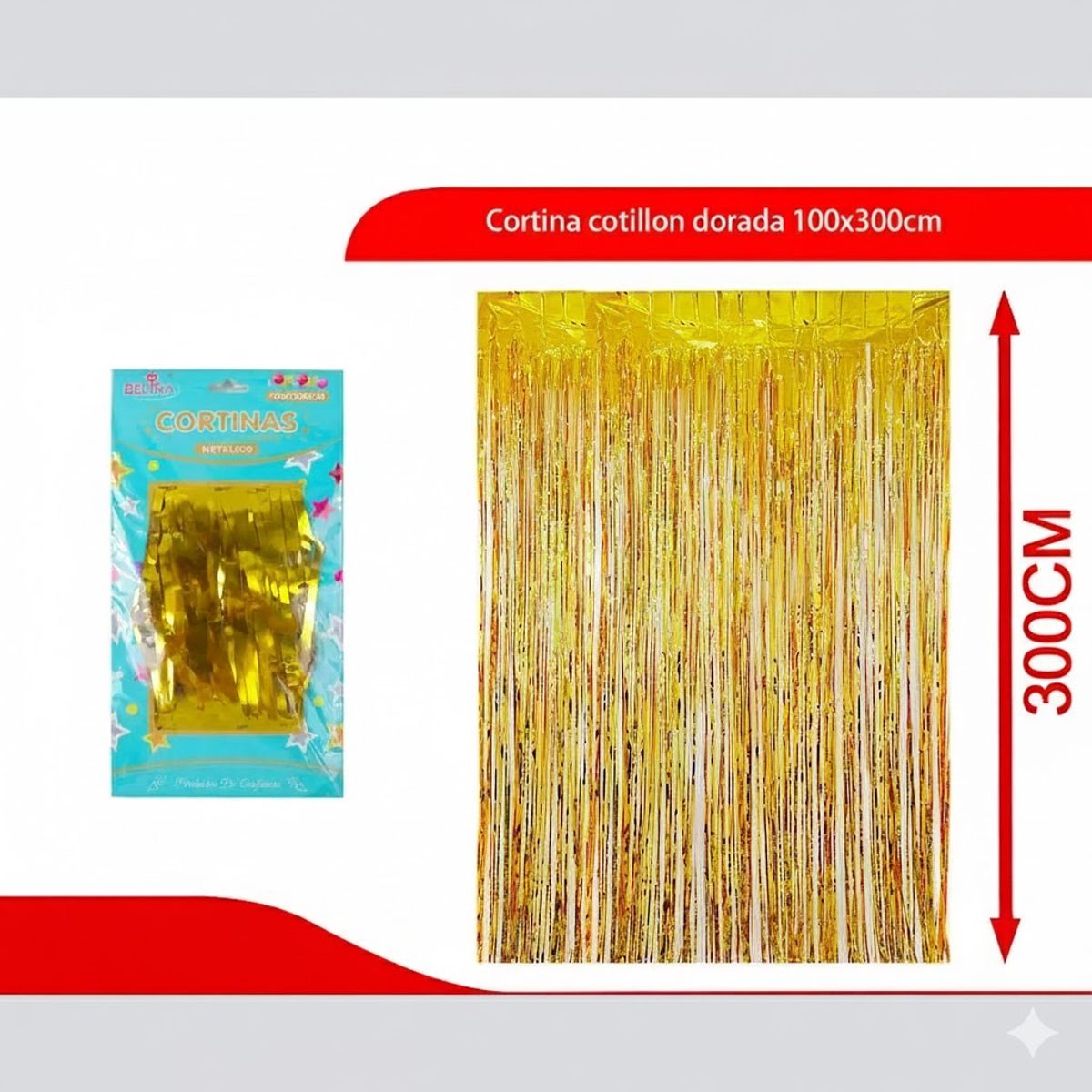 GENERICO - Cortina Cotillon Dorada 100x300cm