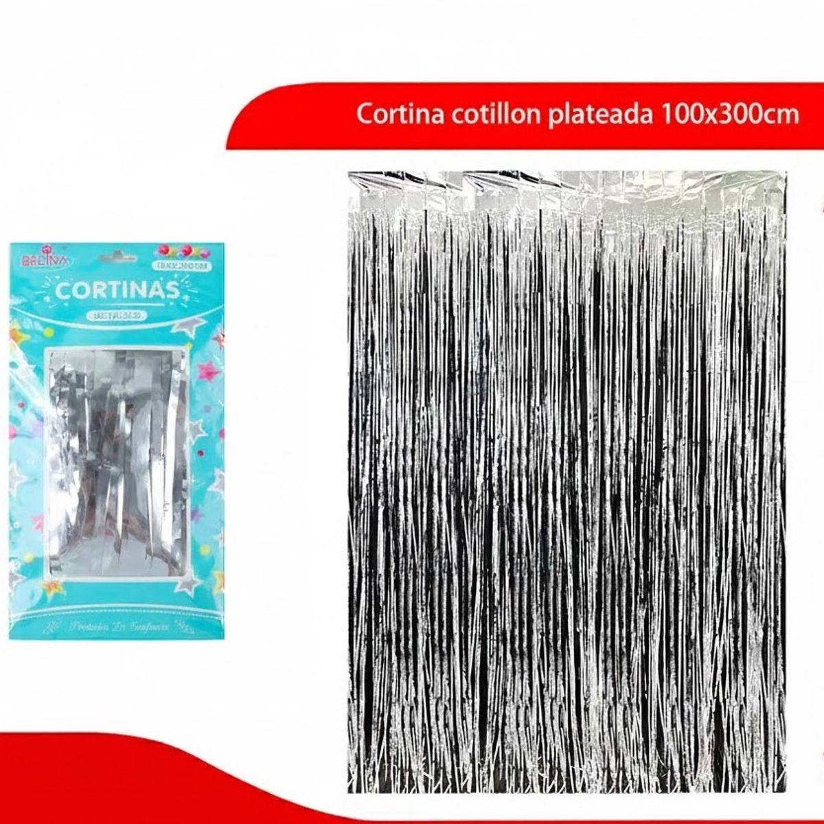 GENERICO - Cortina Cotillon Plateada 100x300cm