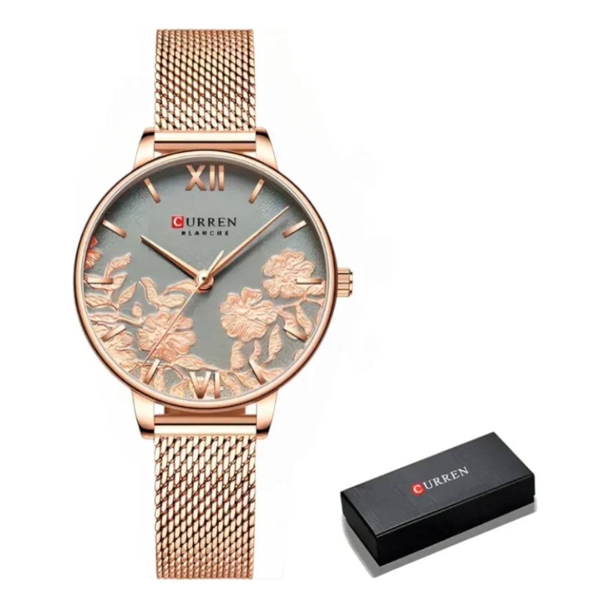 CURREN - Reloj Mujer Curren 9065 Rose Gold Elegante + Caja