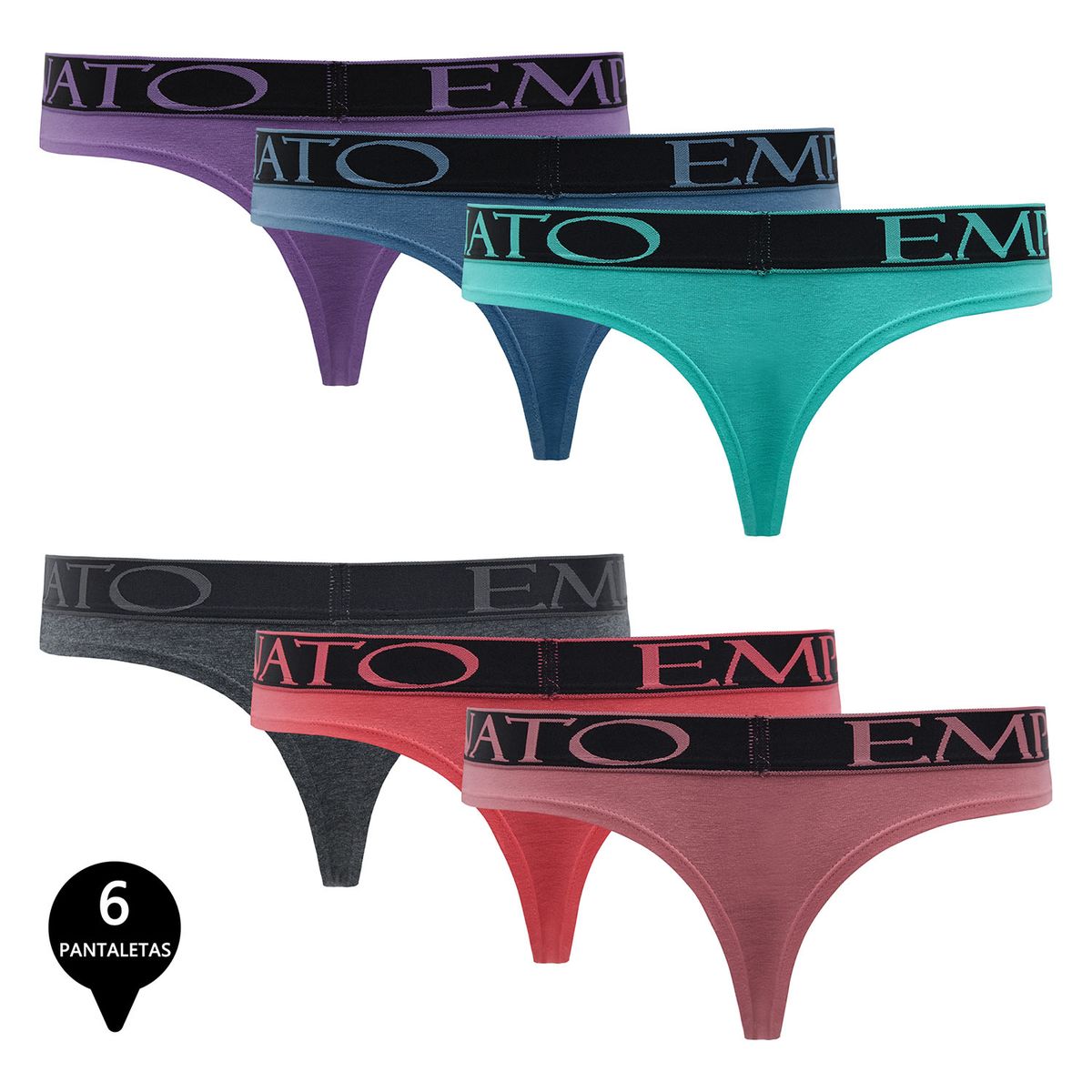 GIOVACCHINO - Pack de 6 Calzones Colaless Algodón Mujer