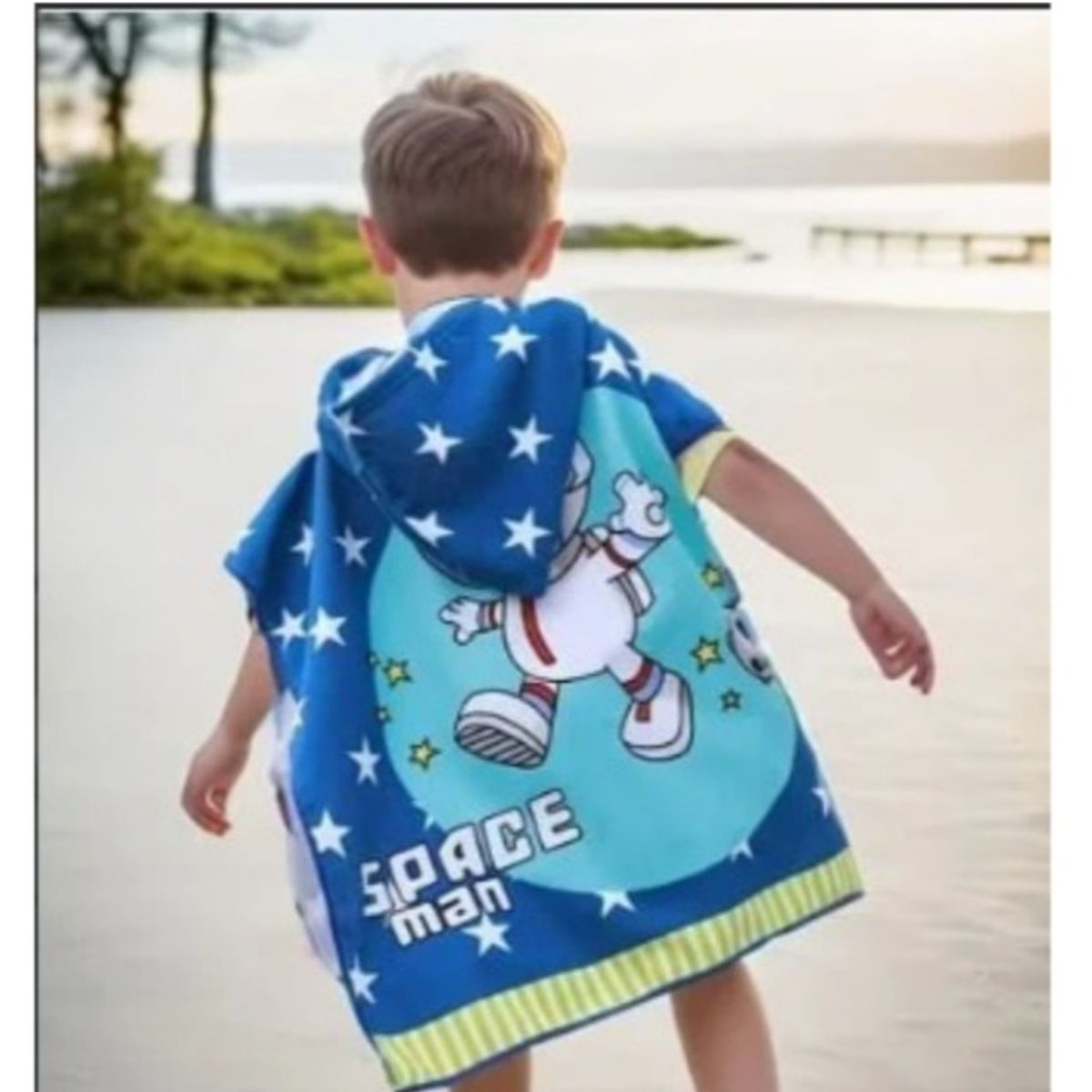 GENERICO - Toalla De Microfibra Para Niños Con Capucha Tipo Poncho ASTRONAUTA