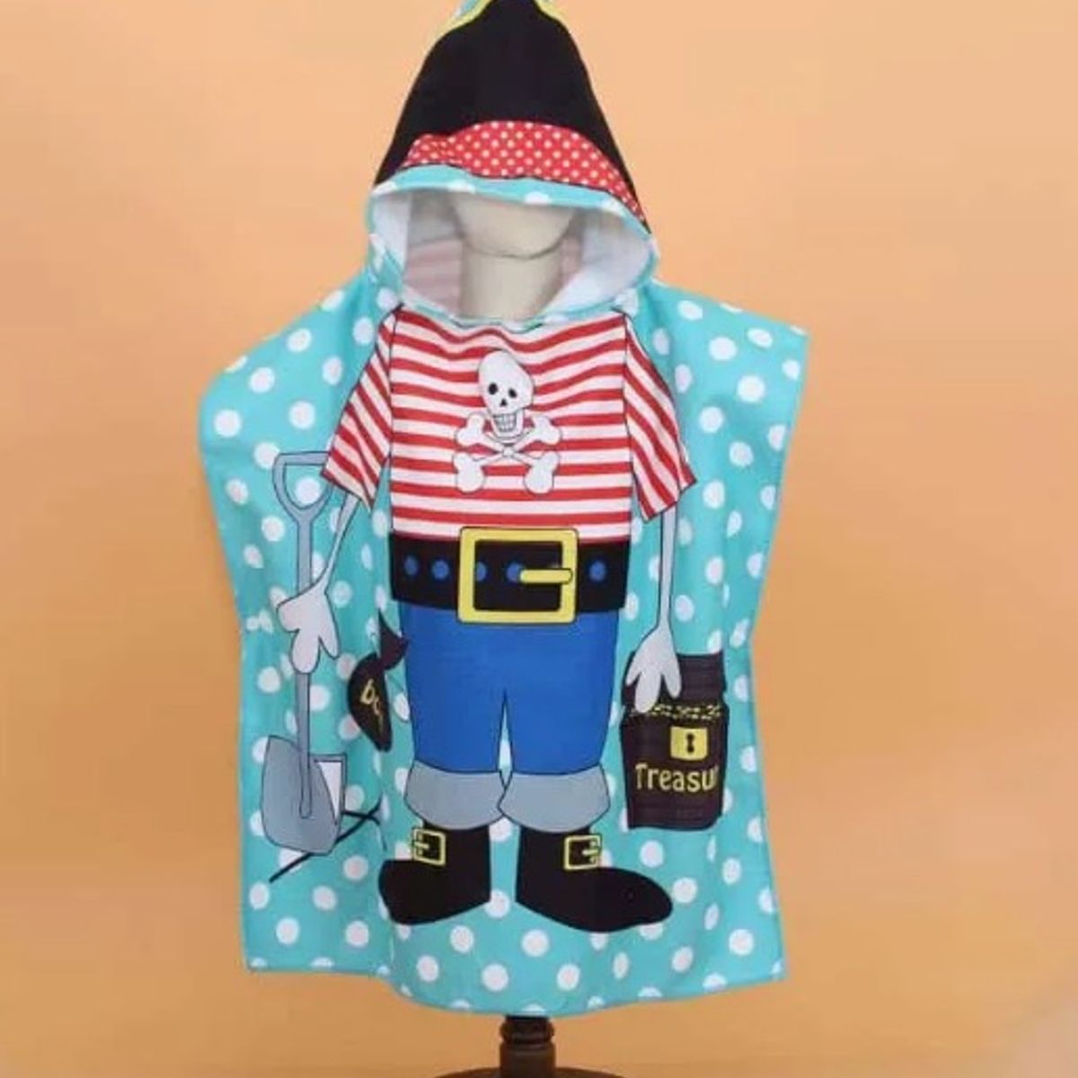 GENERICO - Toalla De Microfibra Para Niños Con Capucha Tipo Poncho PIRATA