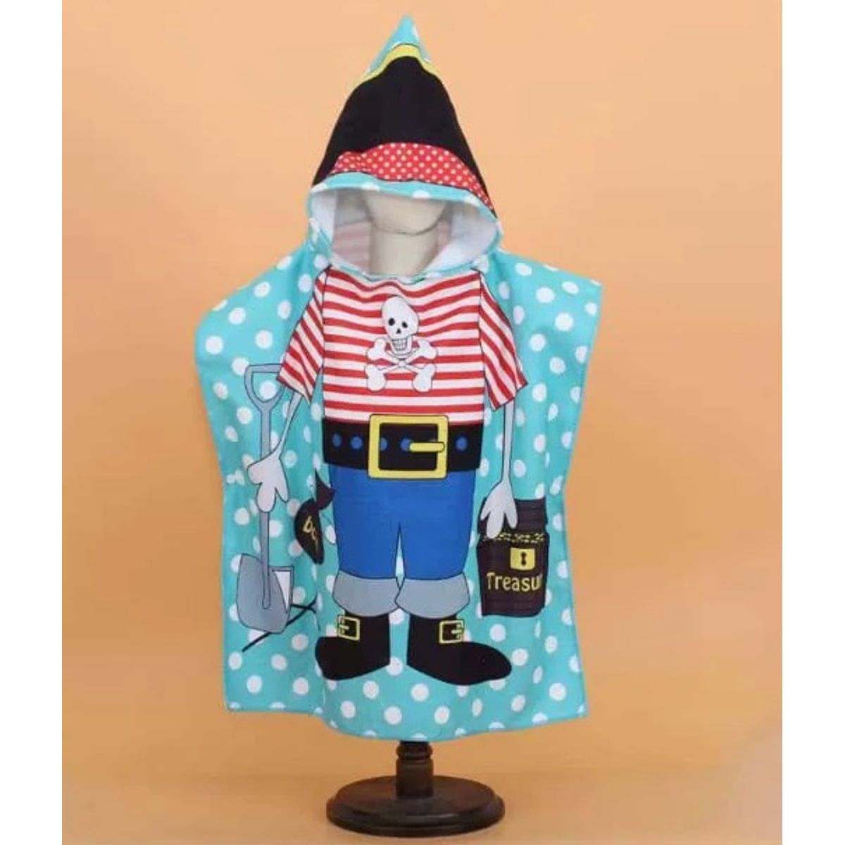 GENERICO - Toalla De Microfibra Para Niños Con Capucha Tipo Poncho PIRATA