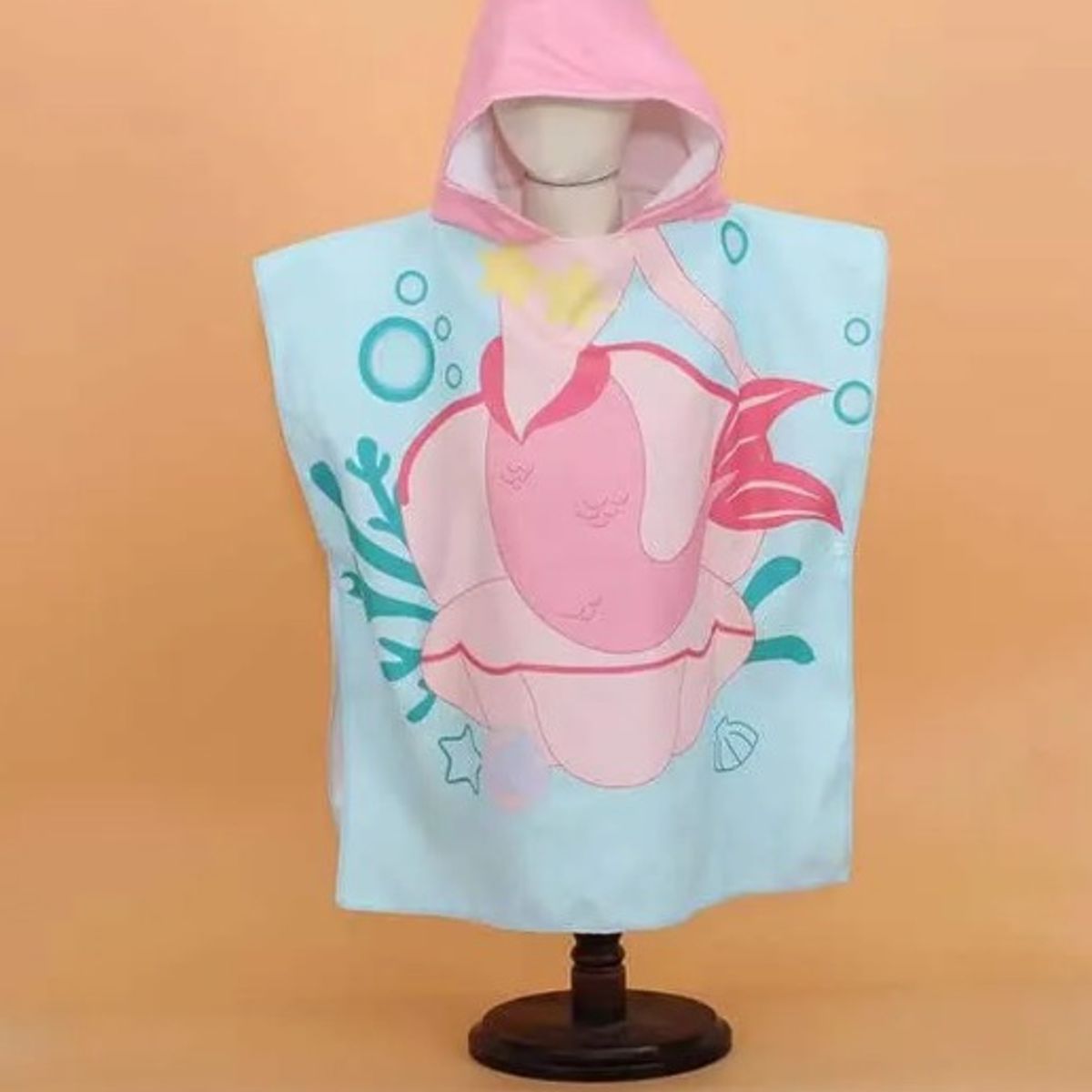 GENERICO - Toalla De Microfibra Para Niños Con Capucha Tipo Poncho SIRENA ROSA