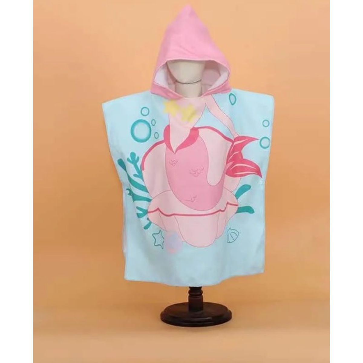GENERICO - Toalla De Microfibra Para Niños Con Capucha Tipo Poncho SIRENA ROSA